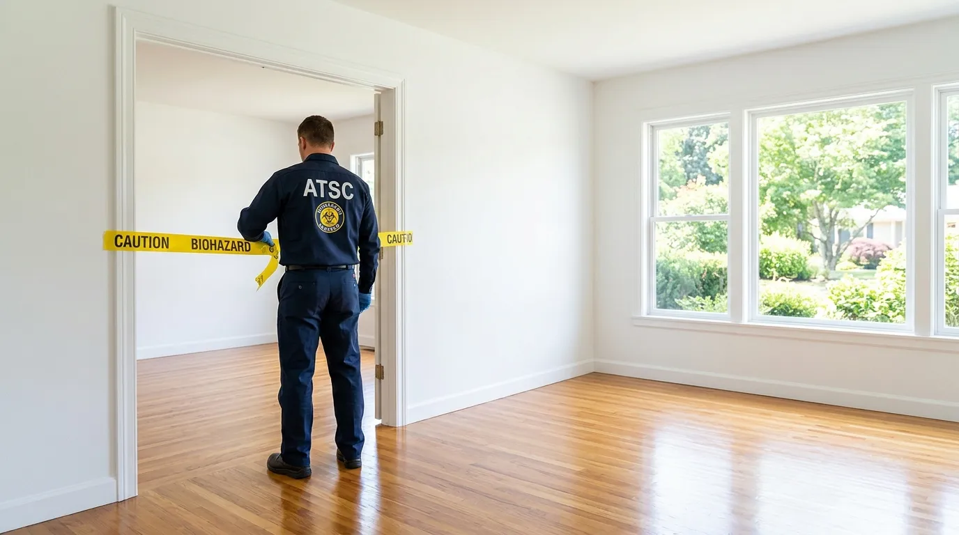 Certified biohazard cleanup crew performing Trauma Scene Cleanup in New Franklin